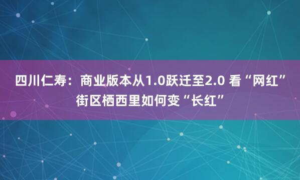 四川仁寿：商业版本从1.0跃迁至2.0 看“网红”街区栖西里如何变“长红”