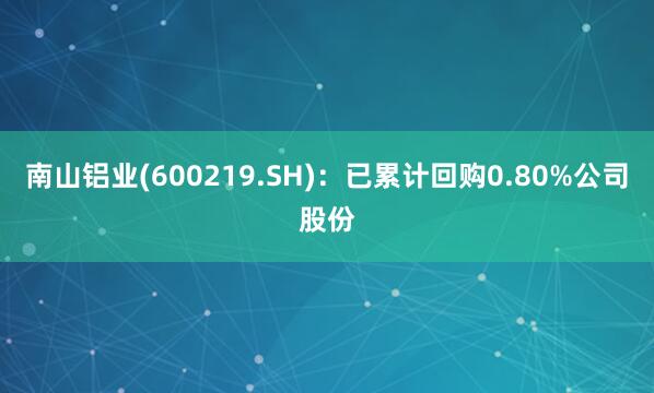 南山铝业(600219.SH)：已累计回购0.80%公司股份