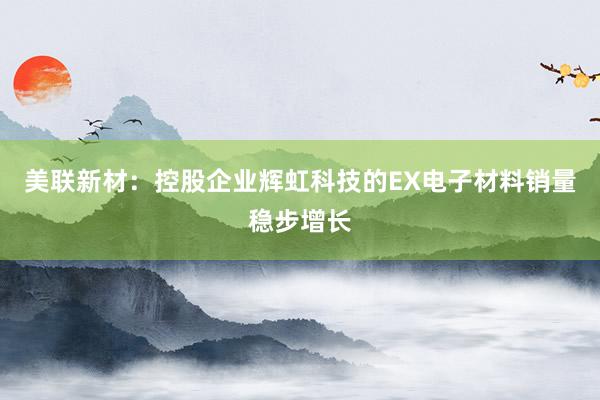 美联新材：控股企业辉虹科技的EX电子材料销量稳步增长