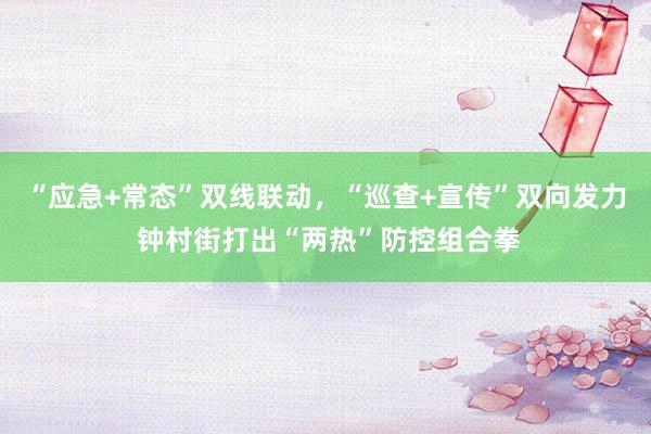 “应急+常态”双线联动，“巡查+宣传”双向发力 钟村街打出“两热”防控组合拳