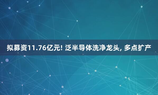 拟募资11.76亿元! 泛半导体洗净龙头, 多点扩产