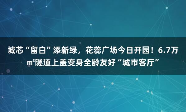 城芯“留白”添新绿，花蕊广场今日开园！6.7万㎡隧道上盖变身全龄友好“城市客厅”