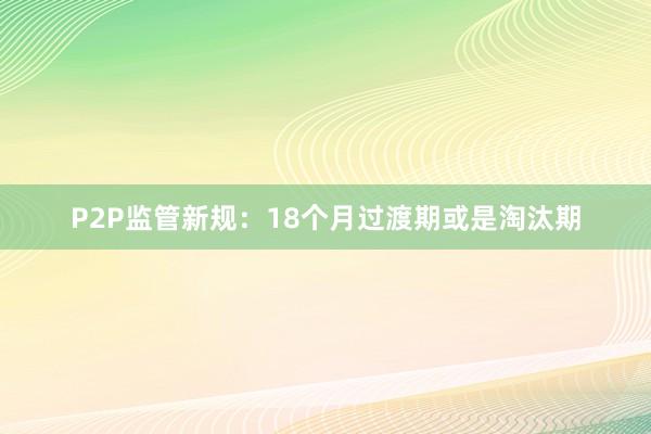 P2P监管新规：18个月过渡期或是淘汰期