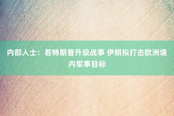 内部人士：若特朗普升级战事 伊朗拟打击欧洲境内军事目标