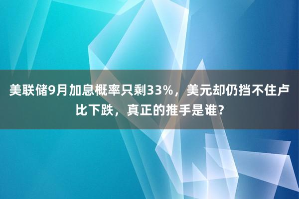 美联储9月加息概率只剩33%，美元却仍挡不住卢比下跌，真正的推手是谁？