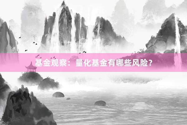 基金观察：量化基金有哪些风险？