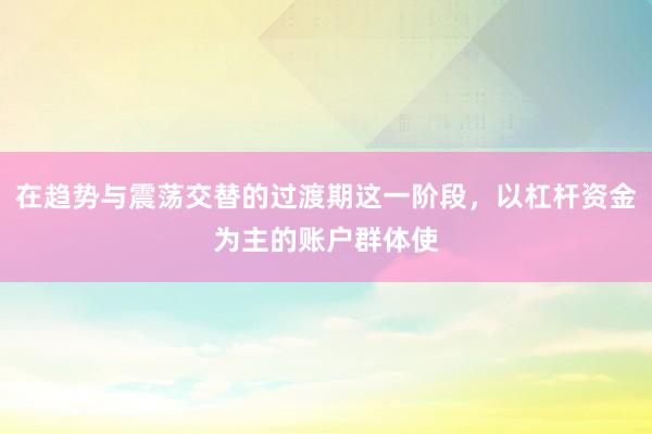 在趋势与震荡交替的过渡期这一阶段，以杠杆资金为主的账户群体使