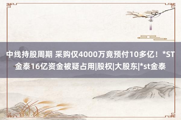 中线持股周期 采购仅4000万竟预付10多亿！*ST金泰16亿资金被疑占用|股权|大股东|*st金泰
