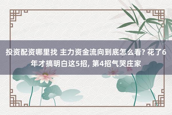 投资配资哪里找 主力资金流向到底怎么看? 花了6年才搞明白这5招, 第4招气哭庄家