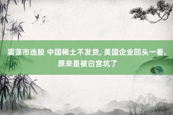 震荡市选股 中国稀土不发货, 美国企业回头一看, 原来是被白宫坑了