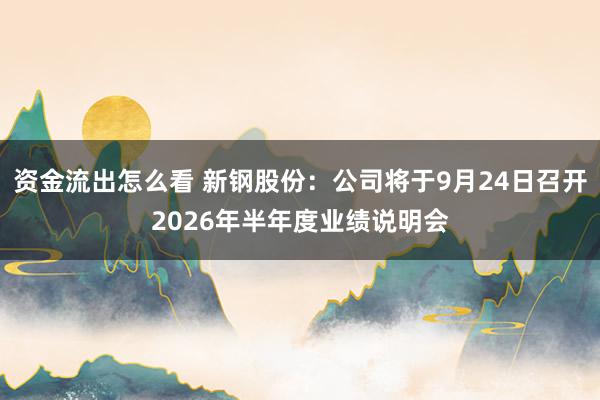资金流出怎么看 新钢股份：公司将于9月24日召开2026年半年度业绩说明会