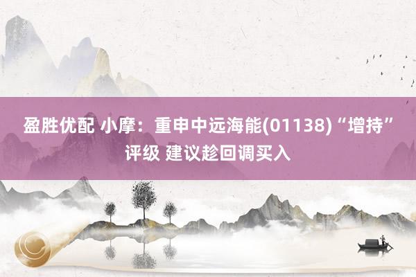 盈胜优配 小摩：重申中远海能(01138)“增持”评级 建议趁回调买入